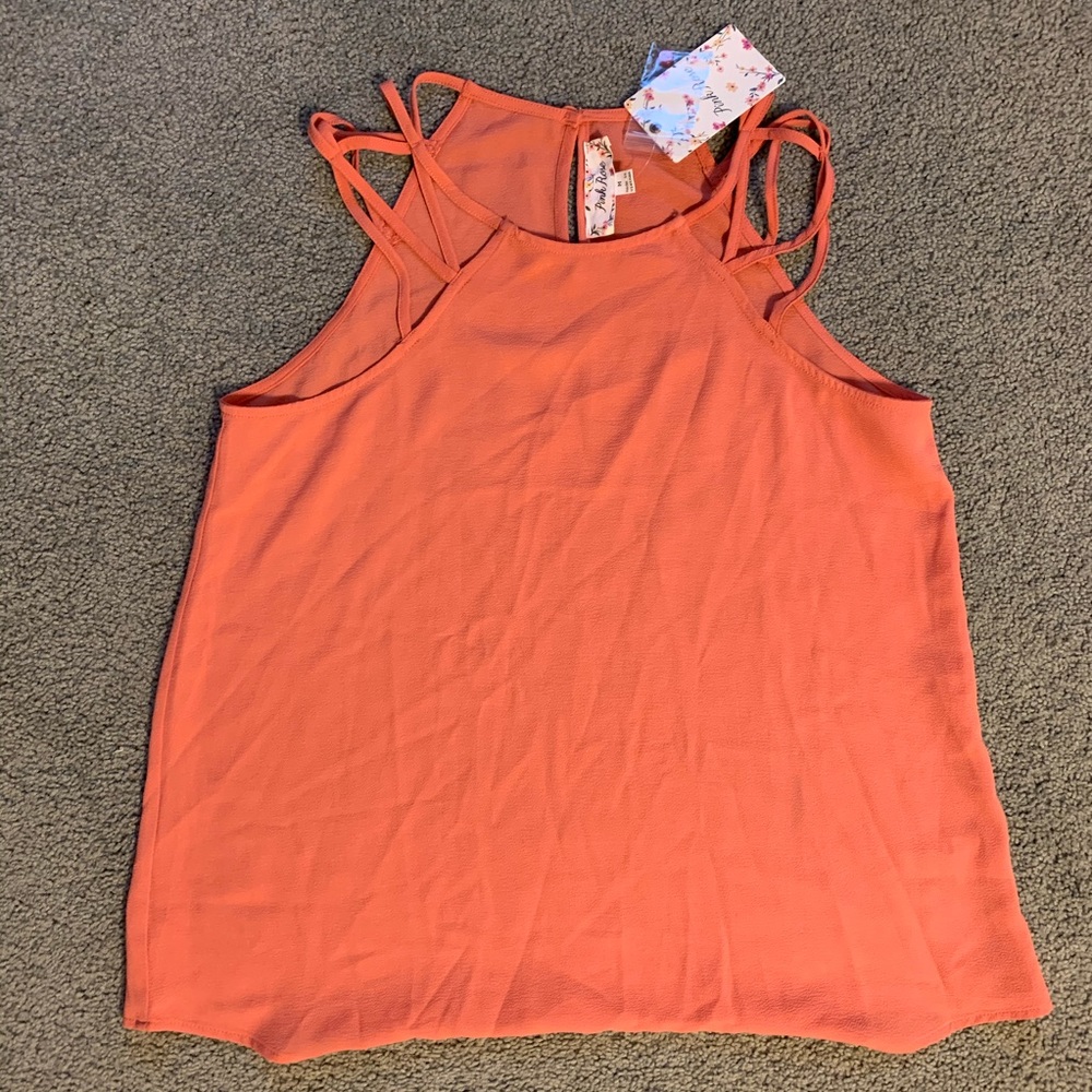 Pink Rose Coral Sleeveless Blouse NEW WITH TAGS